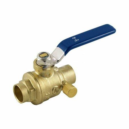 AMERICAN IMAGINATIONS 0.5 in. Unique Brass-Blue Ball Valve in Brass-Copper AI-37976